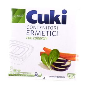 Cuki Contenitori ermetici quadrati con coperchi l. 1  3 pezzi