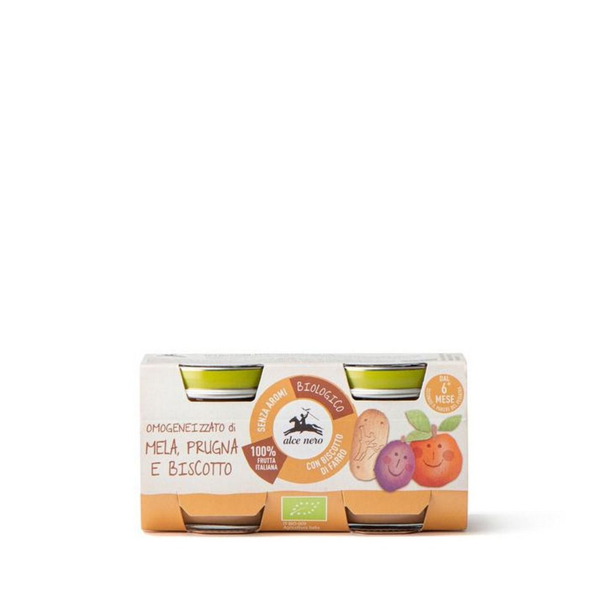 Omogeneizzato Alla Pera Alce Nero Bio - 2 Vasetti Da 80g, 100% Frutta Italiana, Senza Glutine, Per Svezzamento